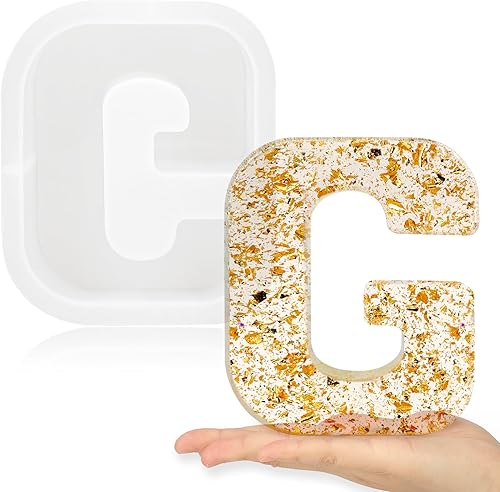 Miniatura 24 de Gartful Moldes de letra grandes de 7 pulgadas para resina, molde de resina epoxi 3D de alfabeto capital A, moldes de letra de resina gruesa de A a Z