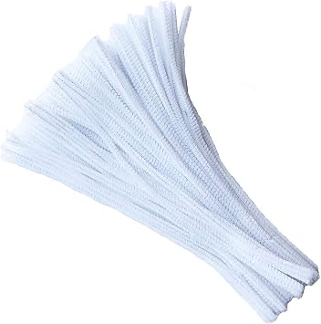 100 PCS Fuzzy Chenille Stems Pipe Cleaners for Arts and Crafts White