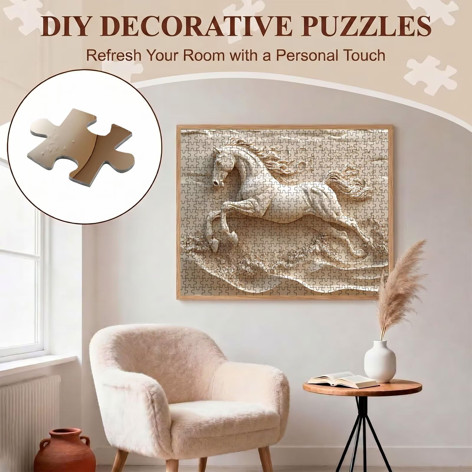 Puzzle 6000 Pezzi Classici, Puzzle cavallo statua 179 x 105 cm, Gioco Educativo e Antistress in Legno con Poster Incluso, Ttività DIY per Famiglia, Regalo per Appassionati, Decor Parete Casa, f0-652