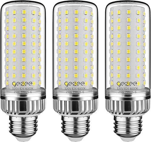 gezee Bombilla LED de 25 W, equivalente a 200 vatios, lámpara LED E26 de 2500 lúmenes, luz diurna blanca, 6000 K, no regulable (paquete de 3)