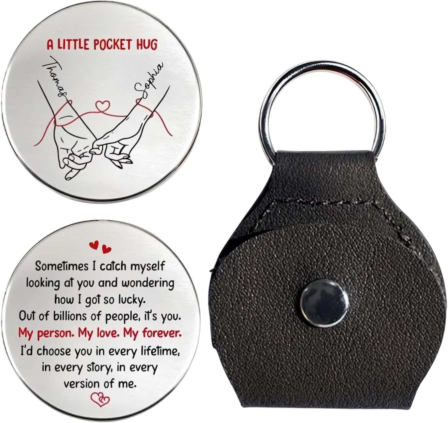 LASFOUR Personalized Custom Pocket Hug, Personalized Anniversary Valentines Day Wedding Gifts for Husband Wife, Couple
