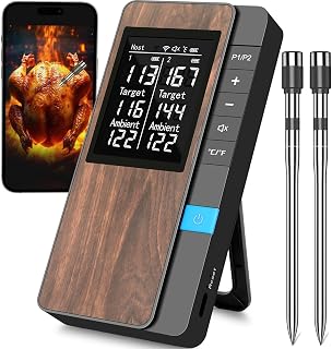Kisfam Bluetooth Wireless Meat Thermometer, 30 mins Probe Fast Charge, 120h Host Battery, Dual Ultra-Thin Probes, Magnetic...