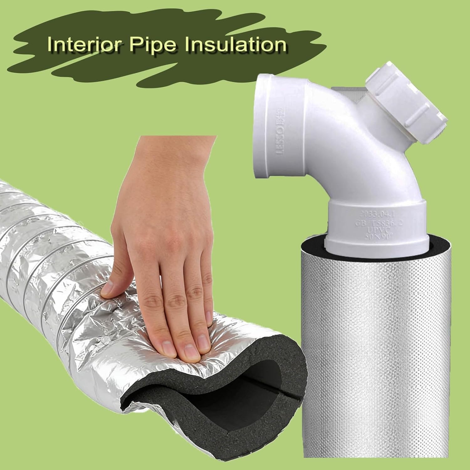 20 mm Thick，Aluminum Foil Insulation Sheath，Pipe Insulation，Self Seal Pipe Lagging，for Outdoor Plumbing Pipe，AC Units，AC Line Freeze Protection(ID108mmxT20mmx0.95m)