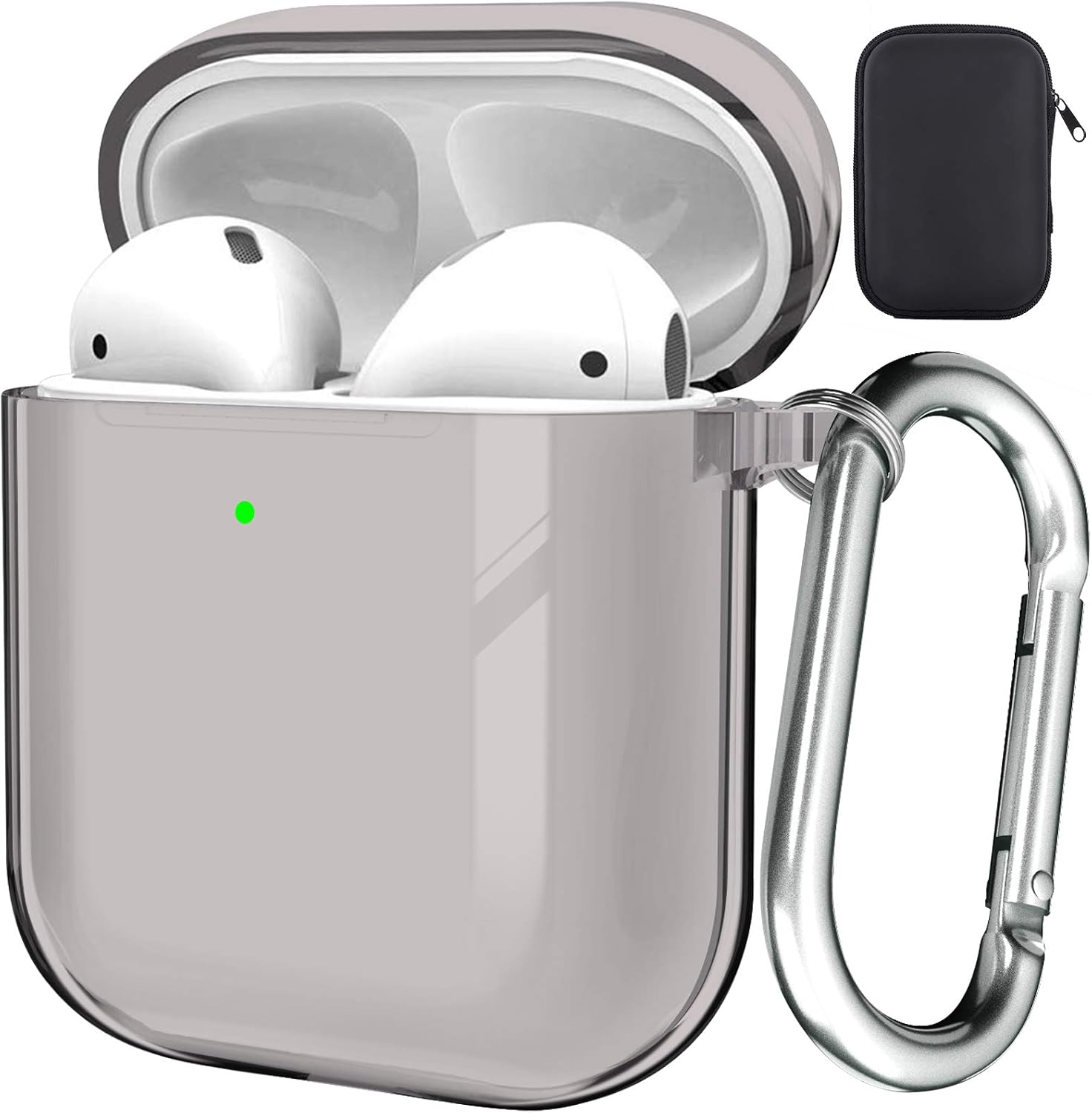 Valkit Compatible AirPod Case Cover, Clear Airpods Case with Keychain Soft TPU Protective Cover Shockproof Case for Girls Women Men Compatible with Apple AirPods Charging Case 2 & 1 - Clear Black