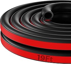 Car Door Seal Strip 6m/19ft,Rubber Sealing Strip D-Shape,Rubber Garage Door Seal Self Adhesive Rubber Strip,Universal Car Door Edge Protector,Soundproof Weather Stripping for Truck Hood Garage Doors