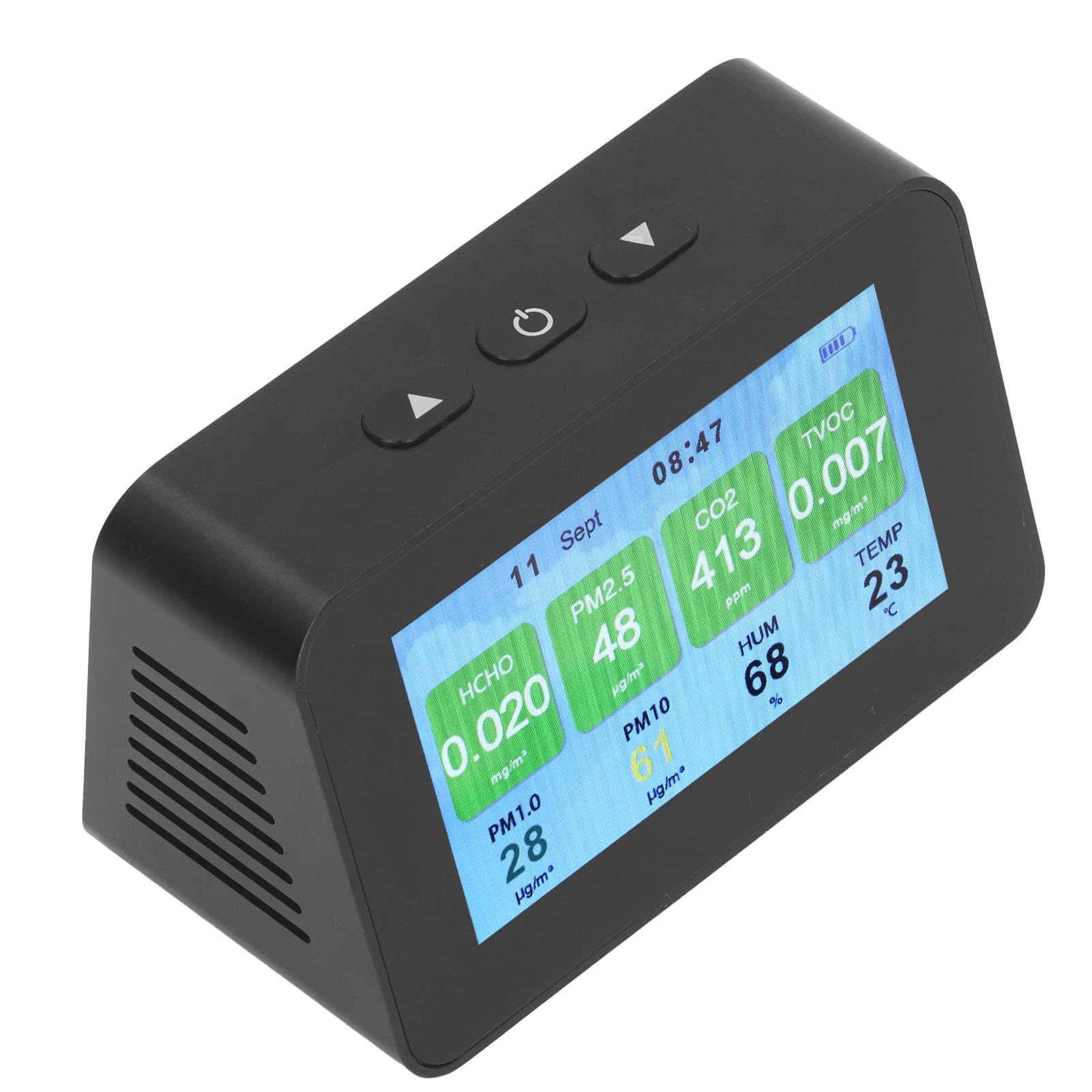 Akozon Detector de CO2 Calidad Multifuncional Pantalla LCD de 4,3 Pulgadas Dióxido de Carbono PM2.5 PM1.0 PM10 Probador de Humedad y Temperatura - Medidores de Calidad para Interiores Industriales y