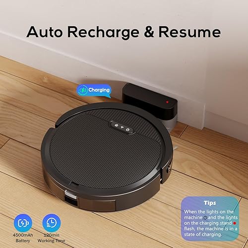 Miniatura 6 de V3 Robot aspiradora y trapeador, limpiador combinado 3 en 1 para el hogar con pelo de mascotas y suelo duro, succión de 5000 Pa, tiempo de