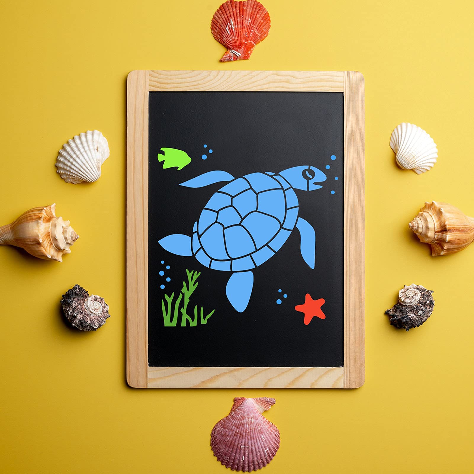 YEAJON 20-Piece Reusable Ocean Creatures Stencils Set - 5x5 Inch Sea Animal Templates For DIY Painting