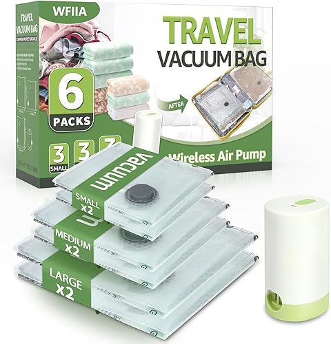 Bolsas de vacío para viajes con bomba de aire recargable, 3 tamaños de bolsas de sellado al vacío para ropa, bolsas de almacenamiento de compresión