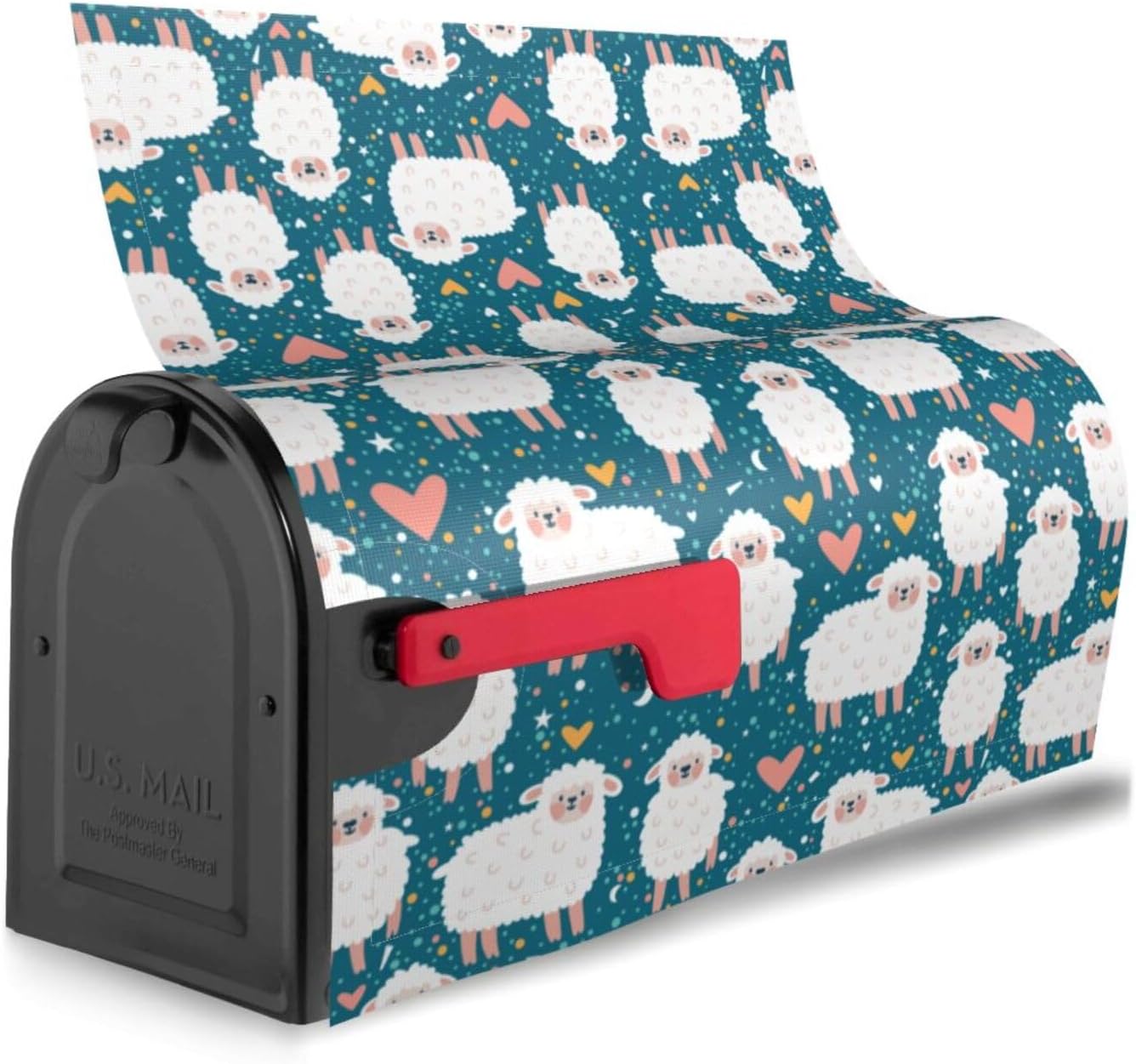 Cute Sheep Mailbox Covers Magnetic Animal Theme Post Letter Box Cover for Garden Yard Decor Outside Home Standard 21x18 in