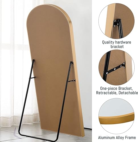 Miniatura 5 de NeuType Espejo arqueado de longitud completa de 65 x 22 pulgadas, espejo grande de pared arqueado con soporte, espejo de cuerpo completo para