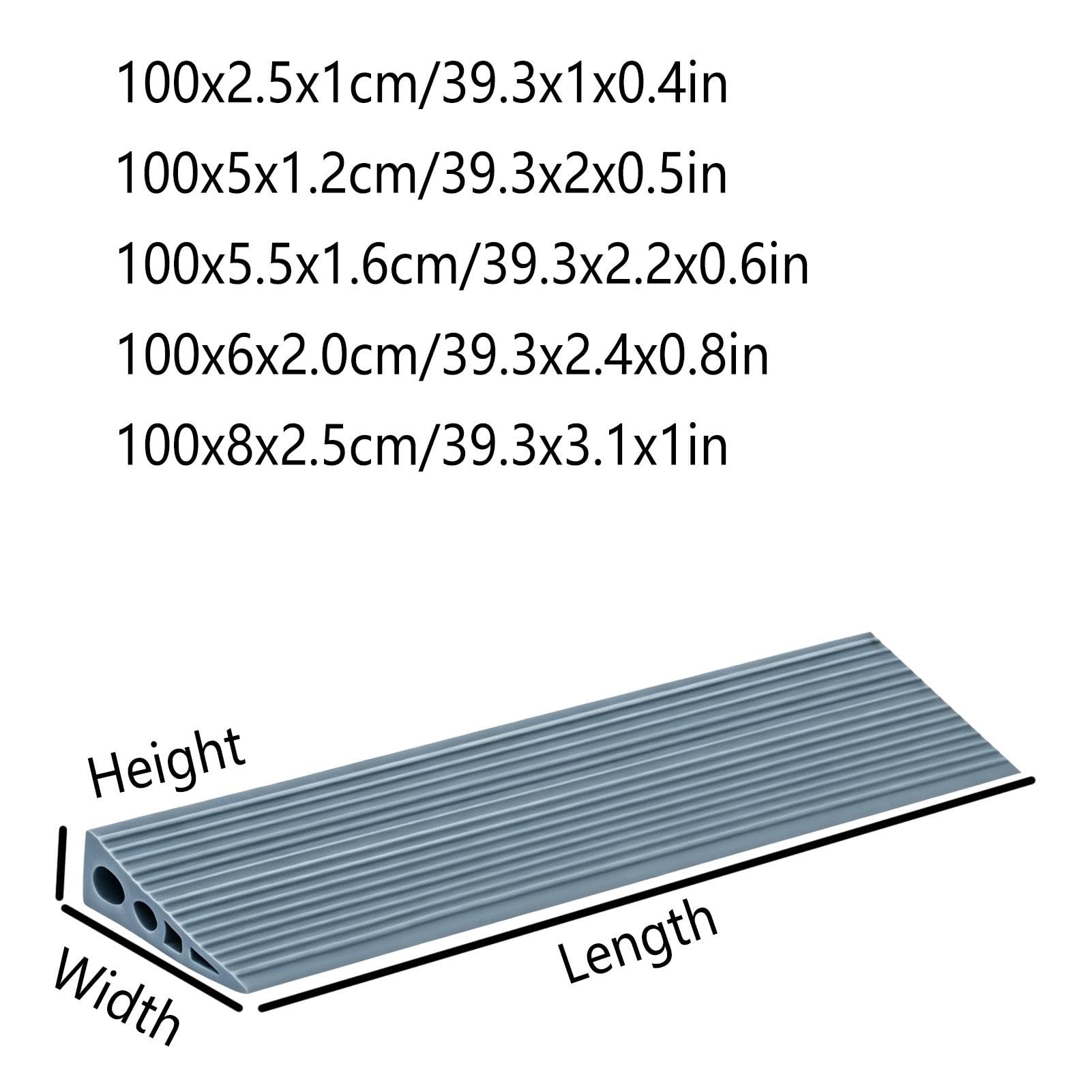 Rampa de Puerta de 500 kg Antideslizante Rampa de Acera Altura 1-2.5 cm | Autoadhesivo, Portátiles Rampa de Cuña de Goma, para Bordillos Umbrales(100x6x2cm/39.3x2.4x0.8in)