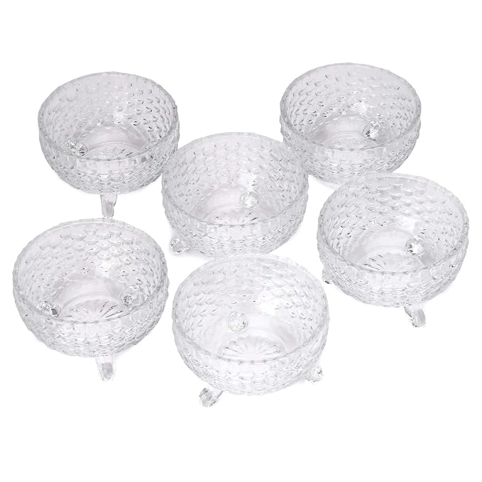 Somil Multi-Purpose Tableware Snack/Veritable Serving Bowl Set of 6, Glass, Clear, Round (Bowlt-G6.B)