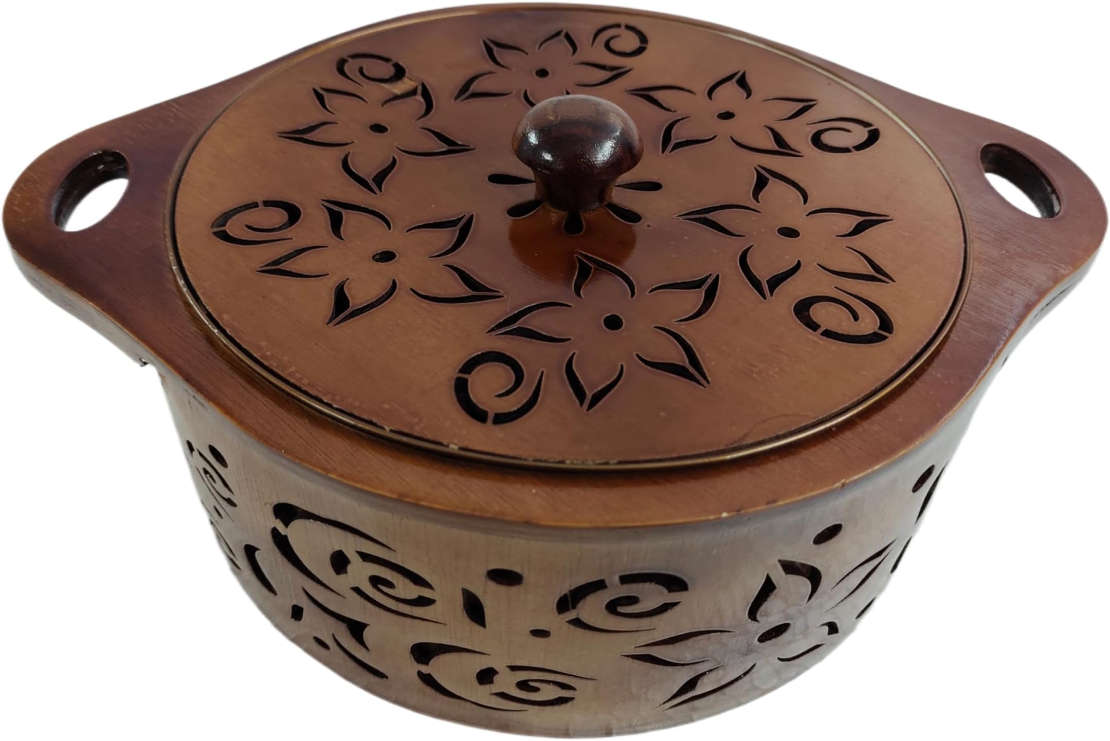 Wooden Hot Pot Casserole Dish with Lid, Tortilla Chapati Keeper/Warmer Brown Finish Kitchen Home Decor Dinning Ideal for Gift on Christmas 11 x 8.5 Inches