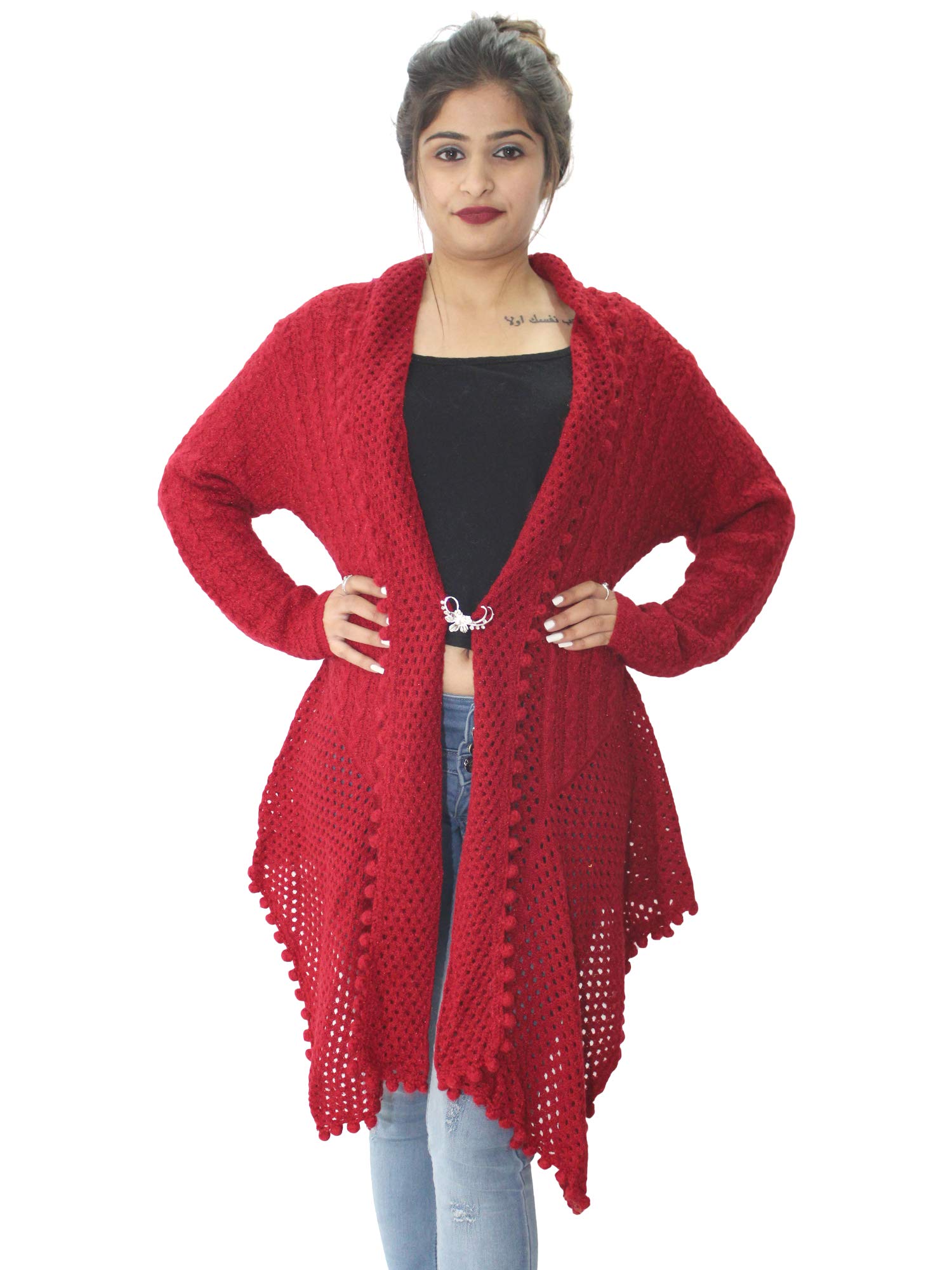 matelco Woollen Front Open Shrug with Broach (AD004WP212)-picture-36