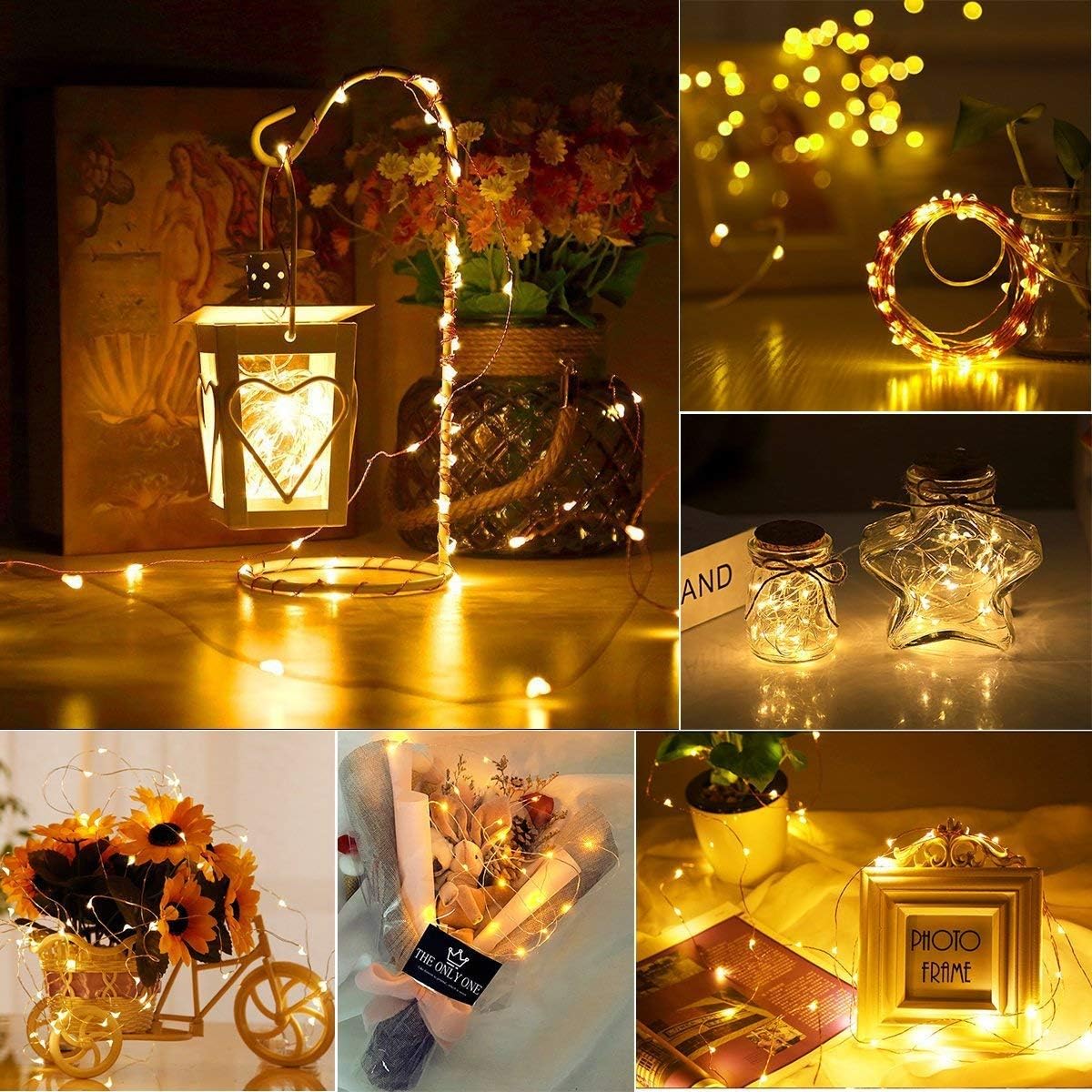 3 Pack Fairy Lights, 20 LED 8 Feet Starry String Lights Battery Operated Copper Wire for Bedroom Indoor Party Wedding Decorative, Warm White