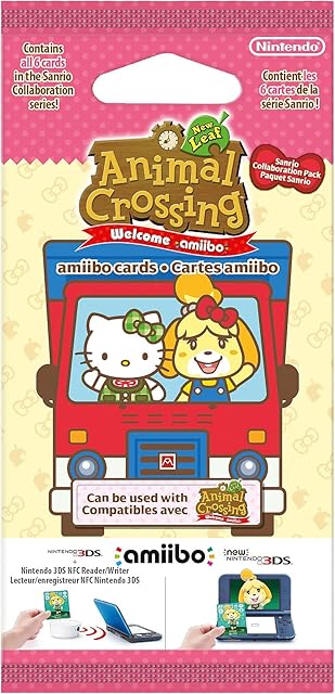 NINTENDO FRANCE SARL Animal Crossing: New Leaf - Welcome Pack Sanrio - Amiibo 6 Card (Multi), Black, 2003266