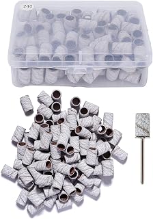 100Pcs Sanding Bands with Nail Drill Bits Set with Box, Nail Drill Sanding Tape, 240 GRIT Nail Art Sanding Tape with 1pcs 3/32 inch Nail Drill Bit