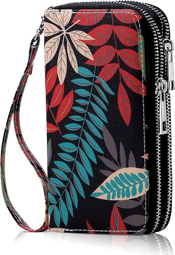HAWEE Double Zipper Wallet for Woman Clutch Purse with Cell 