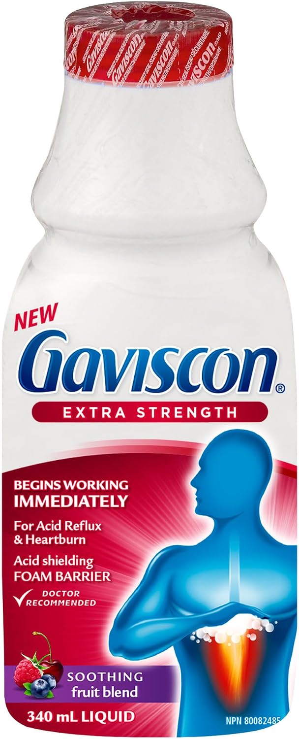 Honest review of Gaviscon Liquid Extra Strength Antacid - 340 ml - Antacid Liquid for Day and Night Heartburn Relief, Acid Reflux and GERD Relief, Fruit Blend - Free of Aluminum, Lactose and Gluten