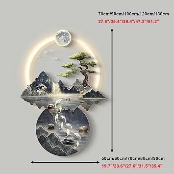 Ledライトモダンな手作りの3dウォールアートの装飾 - リビングルームのエントリオフィスのための大きな壁の彫刻 - 手描きの壁吊り下げ絵画〜/