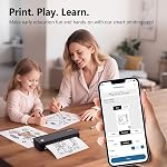 Imprimante portable sans encre Gloryang pour voyage, imprimante thermique sans fil prend en charge les formats 8,5 x 11 po et A4, imprimante Bluetooth inclut un étui de transport et 3 rouleaux de papier thermique, noire