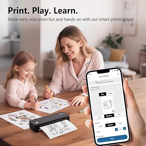 Miniatura 9 de Impresora portátil sin tinta para viajes, impresora térmica inalámbrica compatible con tamaño carta de 8.5 x 11 pulgadas, impresora Bluetooth