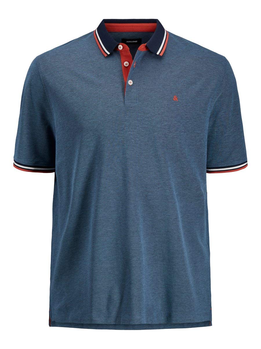 JACK & JONES Mens +Fit JJEPAULOS Polo SS NOOS PS, Blue - Red - White, L UK