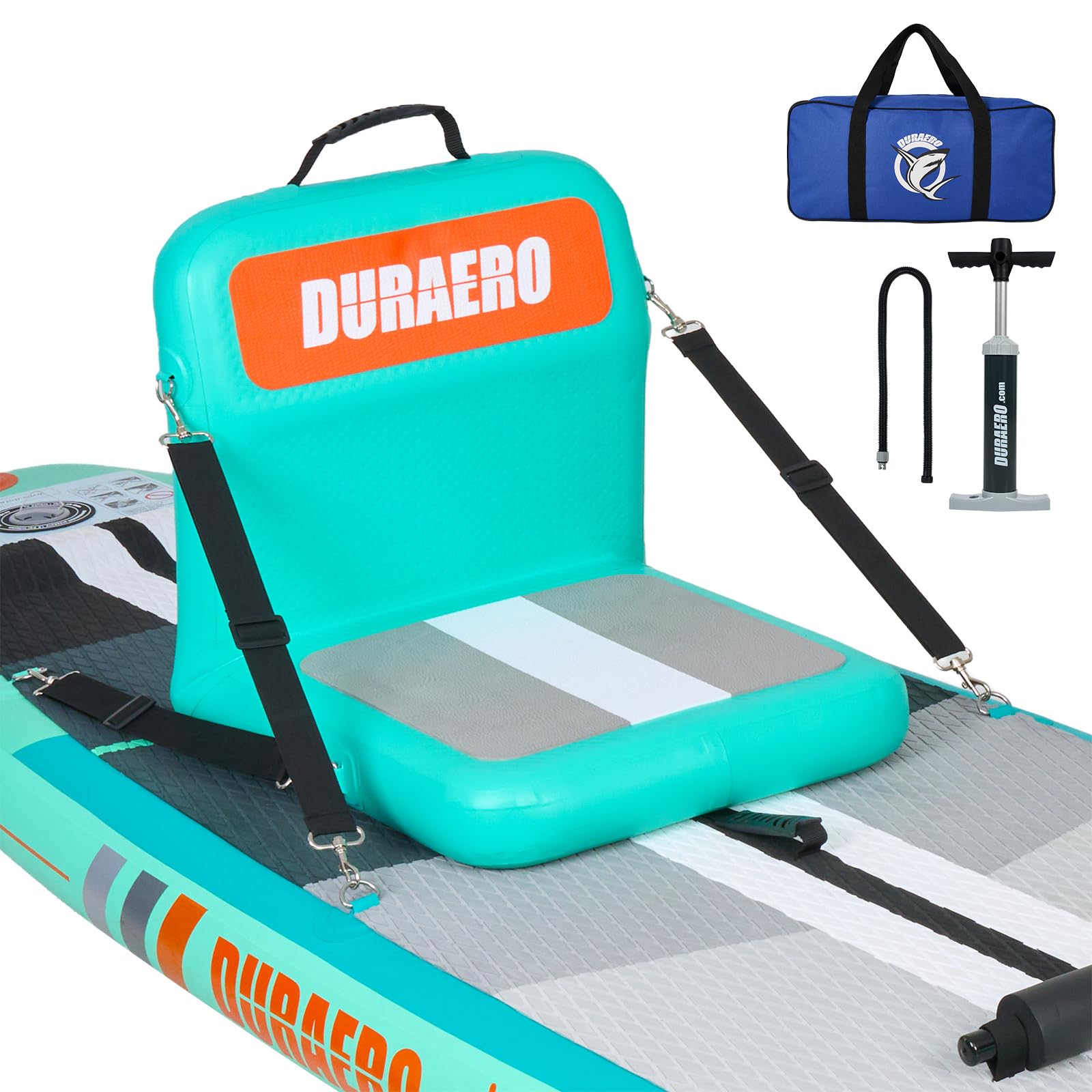 Aufblasbarer Kajaksitz mit Rückenstütze & Mesh-Aufbewahrungstasche – verstellbares Paddelboard-Sitzkissen für Erwachsene, tragbarer Blow-Up-Sitz für SUP, Raft, Kanu, Anglerboot (Grün)