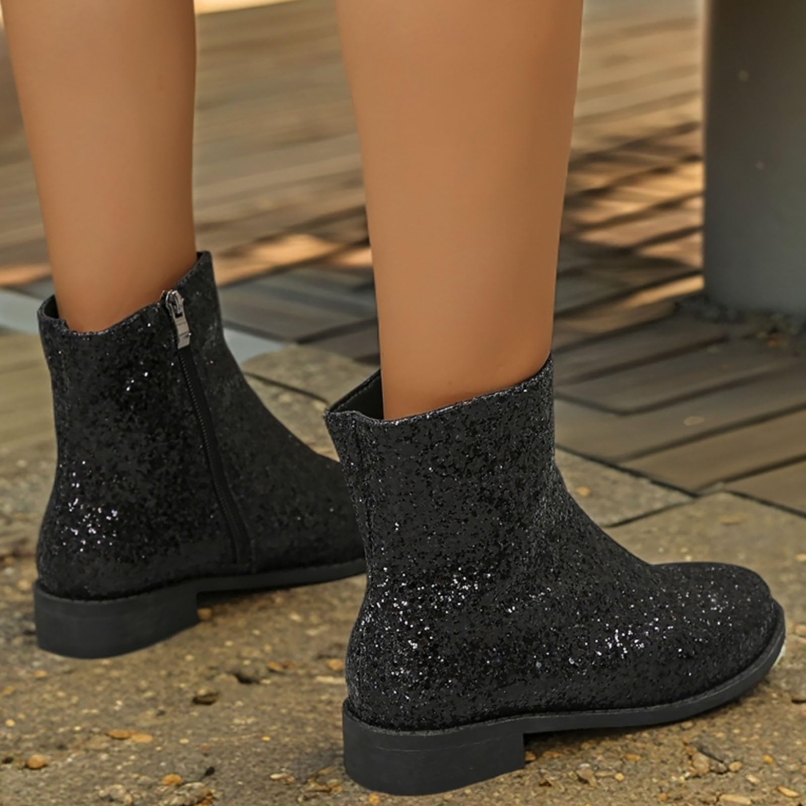 Generico Stivali Donna Antiscivolo Stivaletti con Cerniera Comodi Chic Stivaletto Robusti Caldi Leggero Versatili Stivali da Pioggia Autunno Inverno Stivaletti per Esterno Neve Giardino e Trekking