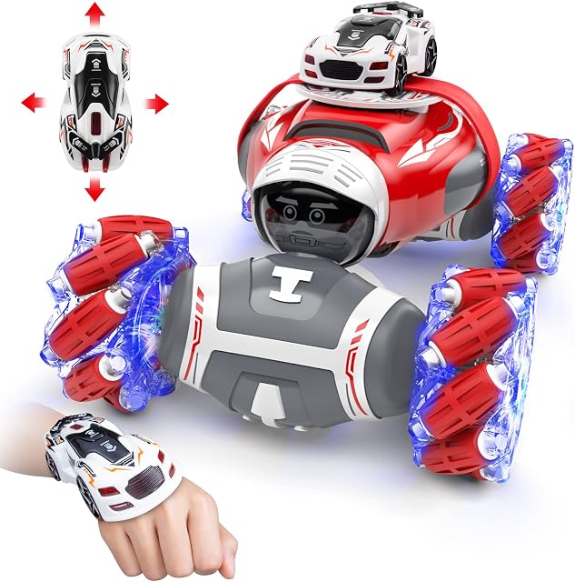 Powerextra 2022 New Scale Remote Control Car, 1:12 Rc Stunt Car, Double Side 360° Rotating Driving Crawler, All Terrains Toy Car 4WD Transform Off Road Vehicle, 90+ Mins Play Car Gift for Boys & Girls