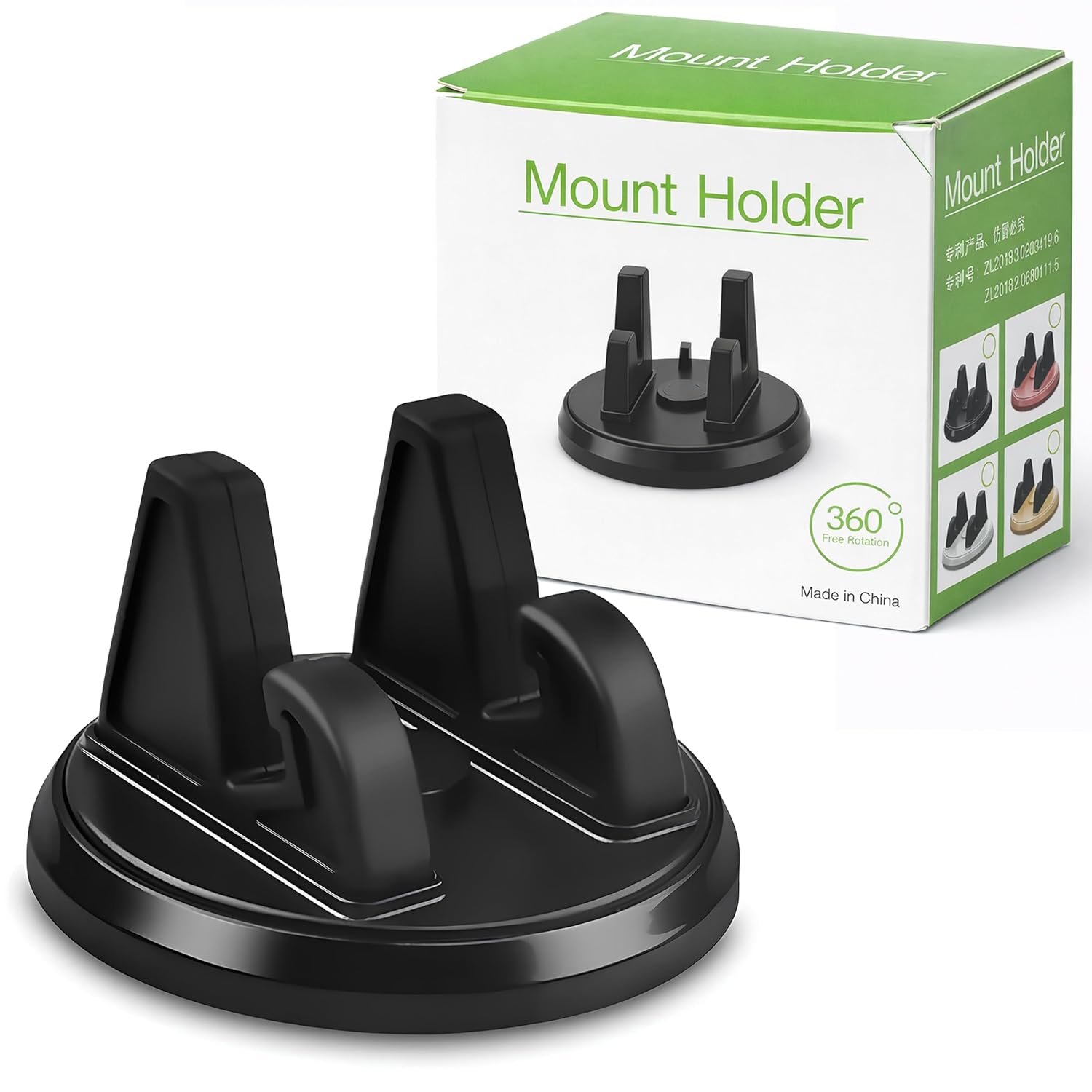 Universal 360° Rotatable Dashboard Phone Mount – Anti-Slip Silicone Car Phone Holder, Adjustable Stand for Portrait/Landscape Viewing, Strong Grip Dashboard Smartphone Holder for Car (Black)