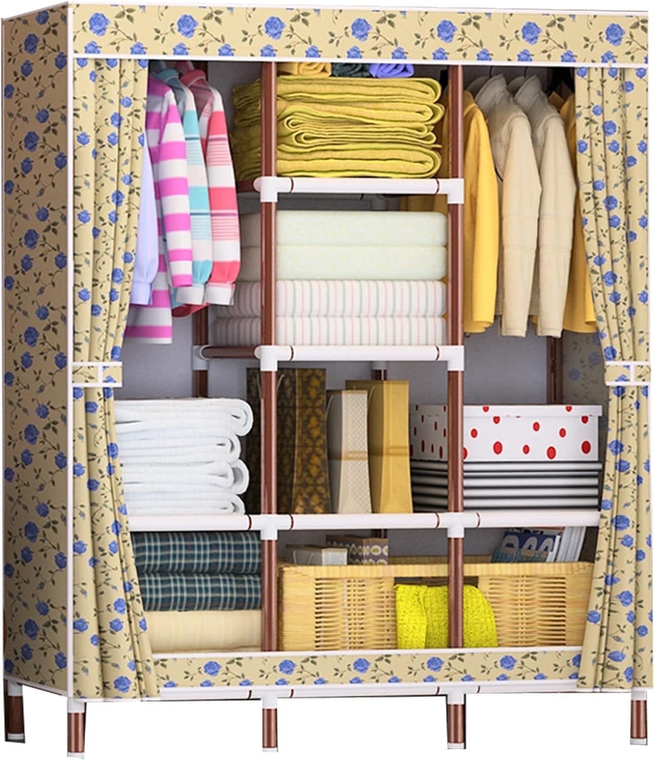 Wardrobe Organiser Durable Wardrobe Storage Thickened Steel Pipe Strong Load-Bearing Tear Resistant Wardrobe Assembly Storage Hang Used for Bedroom Dorm Room (Color : 175X46