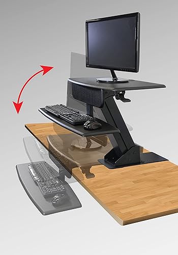 Miniatura 5 de Kantek STS800 - Convertidor de escritorio de pie, se sujeta al escritorio para estabilidad y espacio, ajustable hasta 23 pulgadas, estación