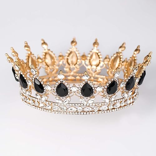 Miniatura 8 de FORSEVEN Corona de reina con diamantes de imitación, coronas y tiaras de boda para mujer, accesorios para el cabello, corona de cumpleaños de