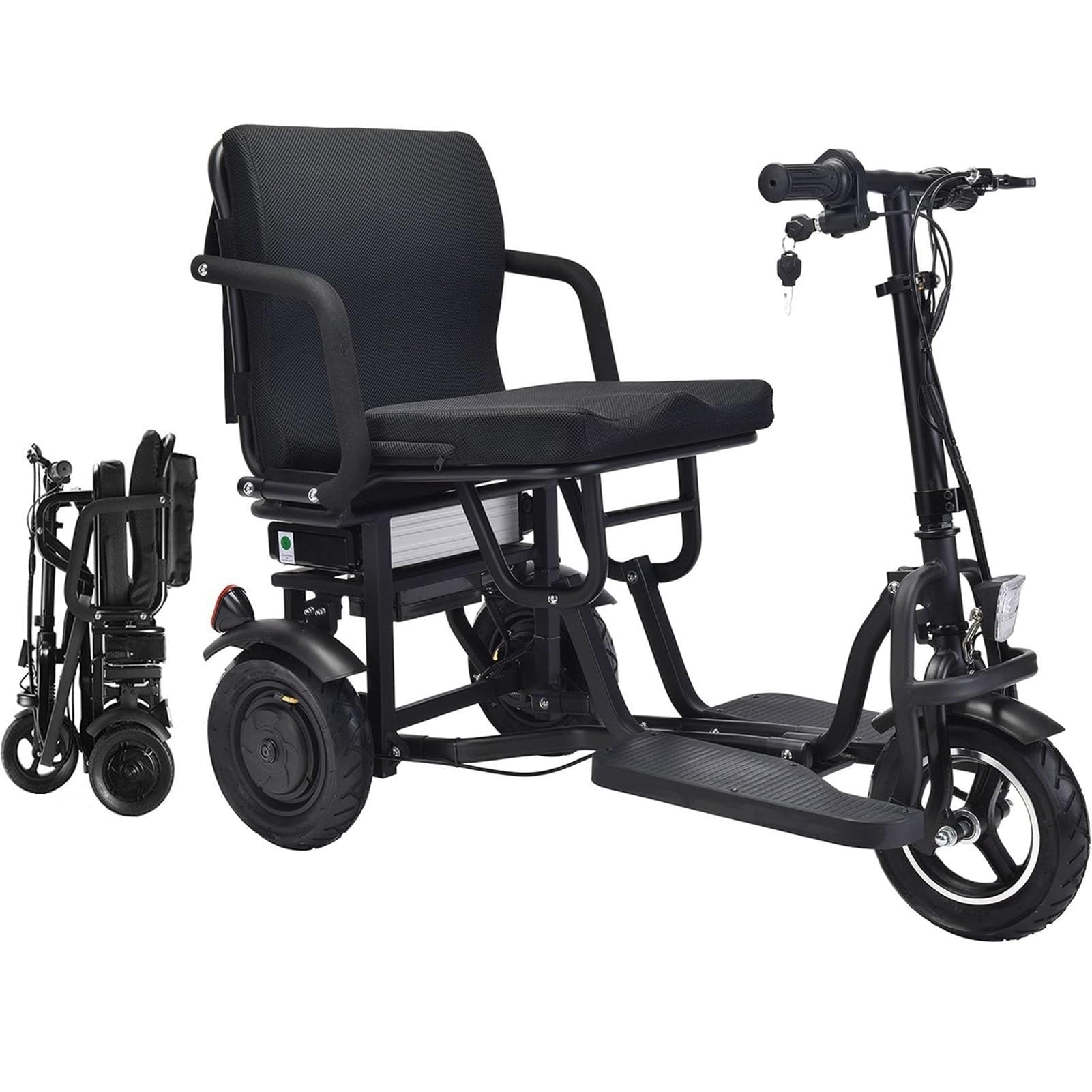 Qksat Folding Mobility Scooters for Adults 3 Wheel Foldable Compact Lightweight