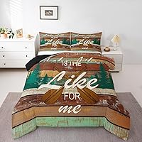 Vista 11 de Lake Life - Juego de edredón de tamaño King, juego de ropa de cama con remo de lago rústico, decoración de casa de lago, regalos para niños, vallas