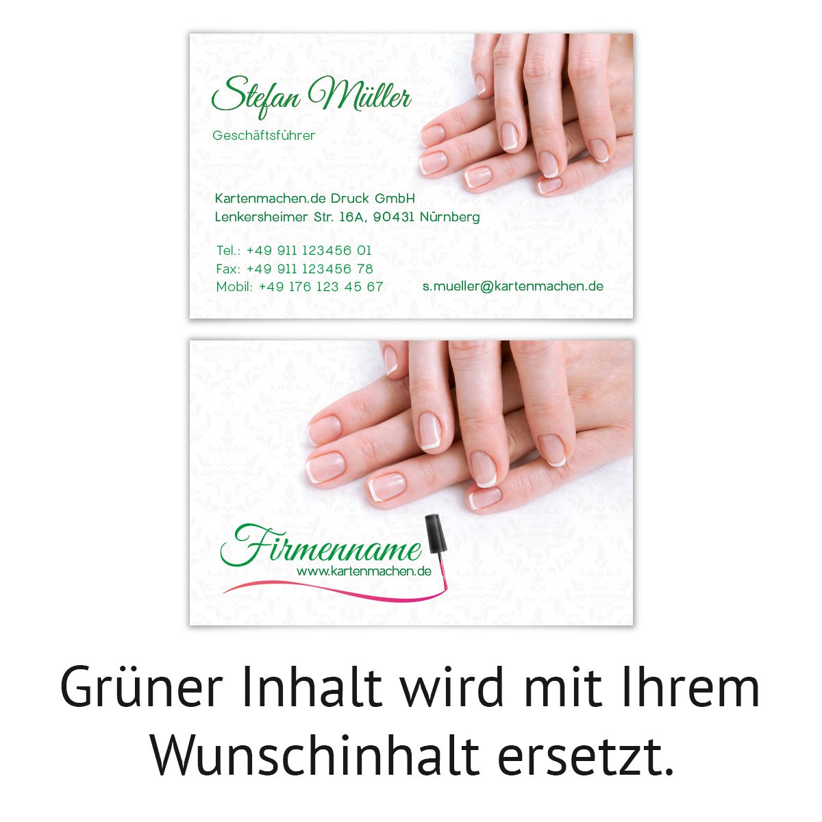 800 x Visitenkarten individuell Business Karten 300g/qm 85 x 55 mm - Nagelstudio