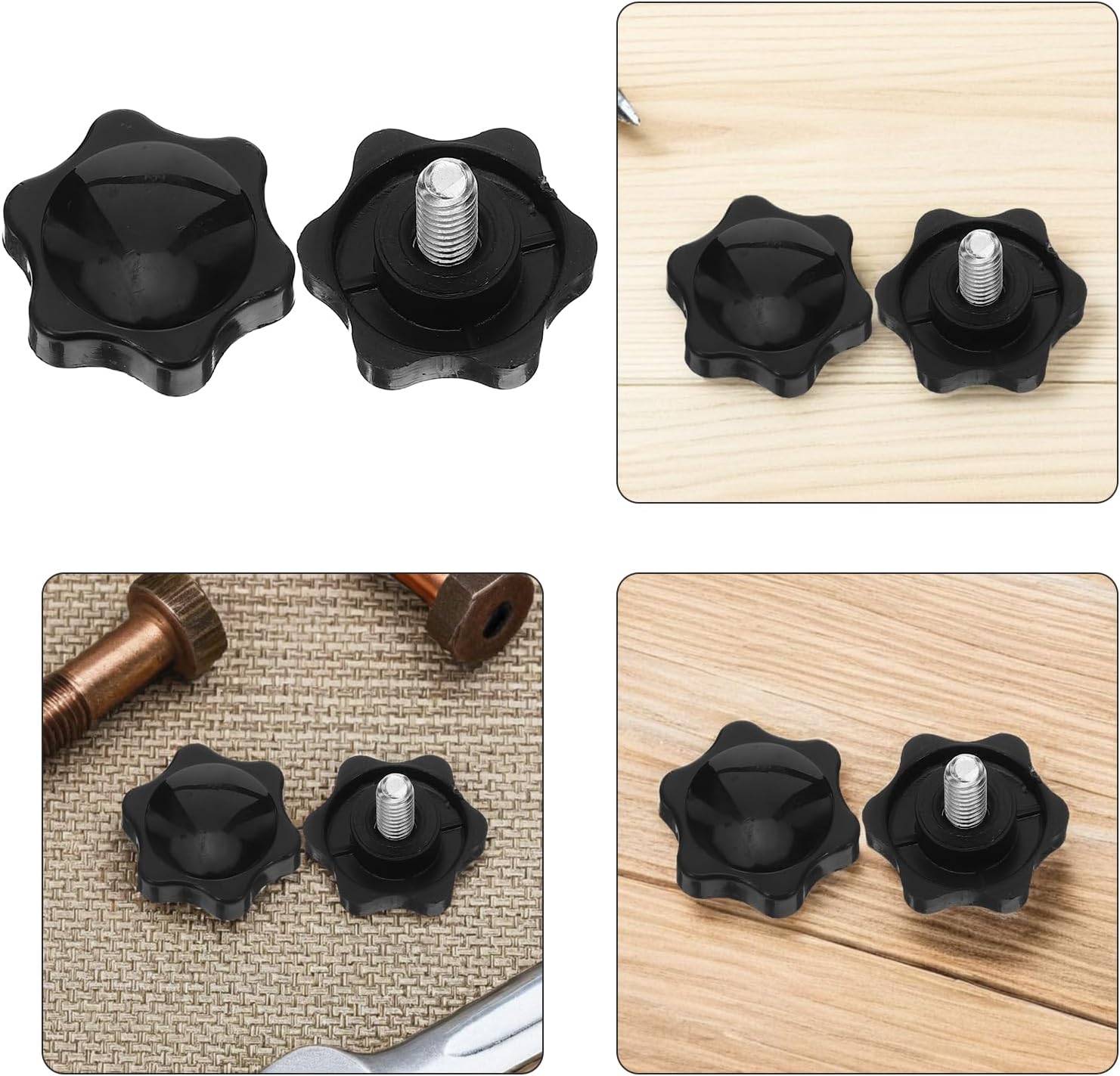 NUOBESTY 20pcs Plastic Hexagonal Star Knobs with 1/4-20 Threaded Screws, Hand Grip Clamping Handles for Machinery Repair and Industrial Tightening Applications