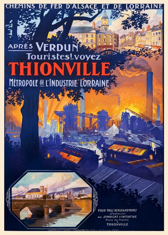 Affiche ancienne Thionville Rf194 poster vintage 50x70cm pour salon retro et bistrot