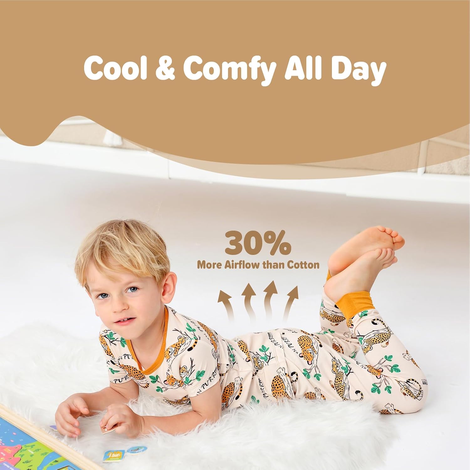Kids 2-Piece So Soft Playtime Set–Lightweight Viscose from Bamboo Short Sleeve Top&Leggings for Toddler Boy & Girls