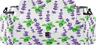 CUPADA Spring Lavender Leaf Universal Baby Stroller Organizer with Cup Holders, Large Capacity Flower Watercolor Stroller Organizer Bag Adjustable Strap Fit Most All Strollers