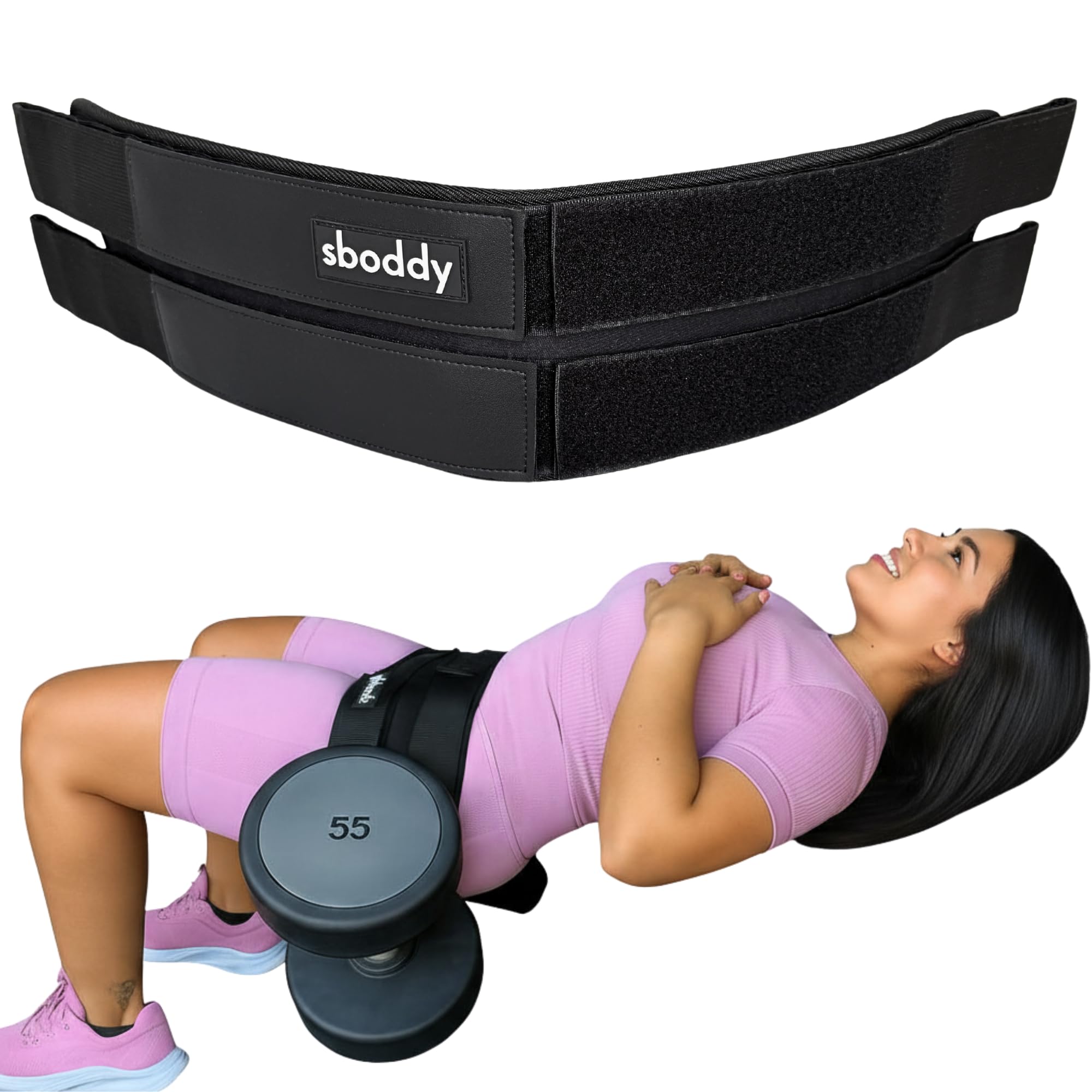 Hip Thrust Belt with Dual-Strap Design – Booty Builder for Heavy Dumbbells, Kettlebells & Plates Up to 400 lbs – Comfortable Glute Workout Equipment for Women – Coach Tested – Home & Gym Use.