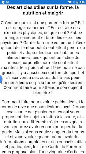 Des articles utiles sur la forme, la nutrition et maigrir