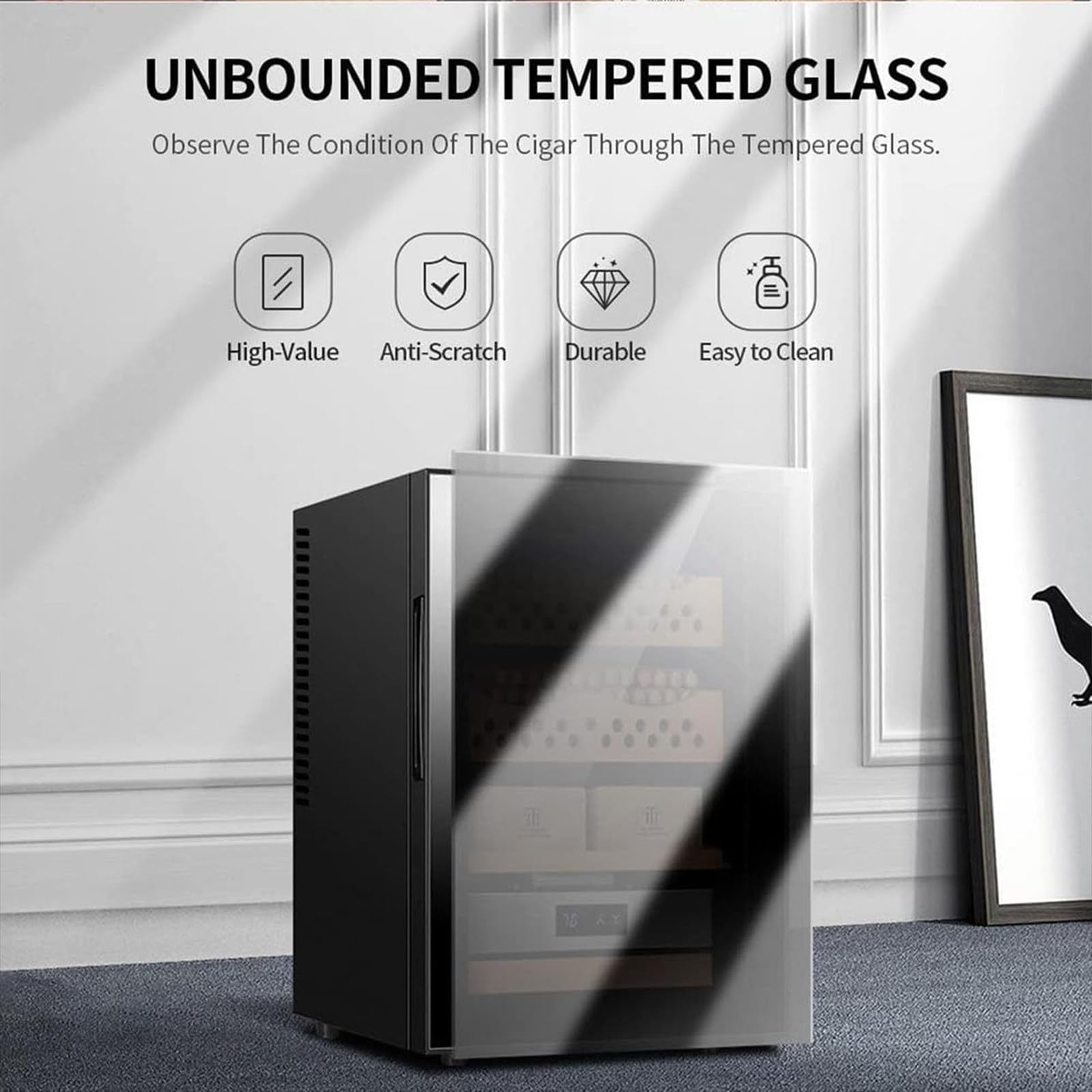 Smart Electronic Zigarre Feuchtigkeitsbox, Zigarrenfeuchtigkeits-Zigarrenschrank, Mit Zedern Ausgekleidete Elektrische Zigarrenfeuchtigkeitsbox, 4 -Schichtige Schublade, Temperatur 11~18 ° C