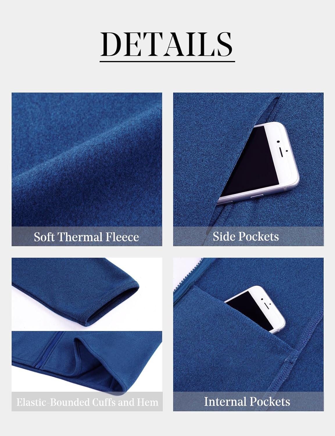 Viracy Womens Full Zip Up Hoodies Lightweight Fleece Jackets Long Sleeve Hiking Sweater with Handy Pockets and Inside Pocket - Image 6