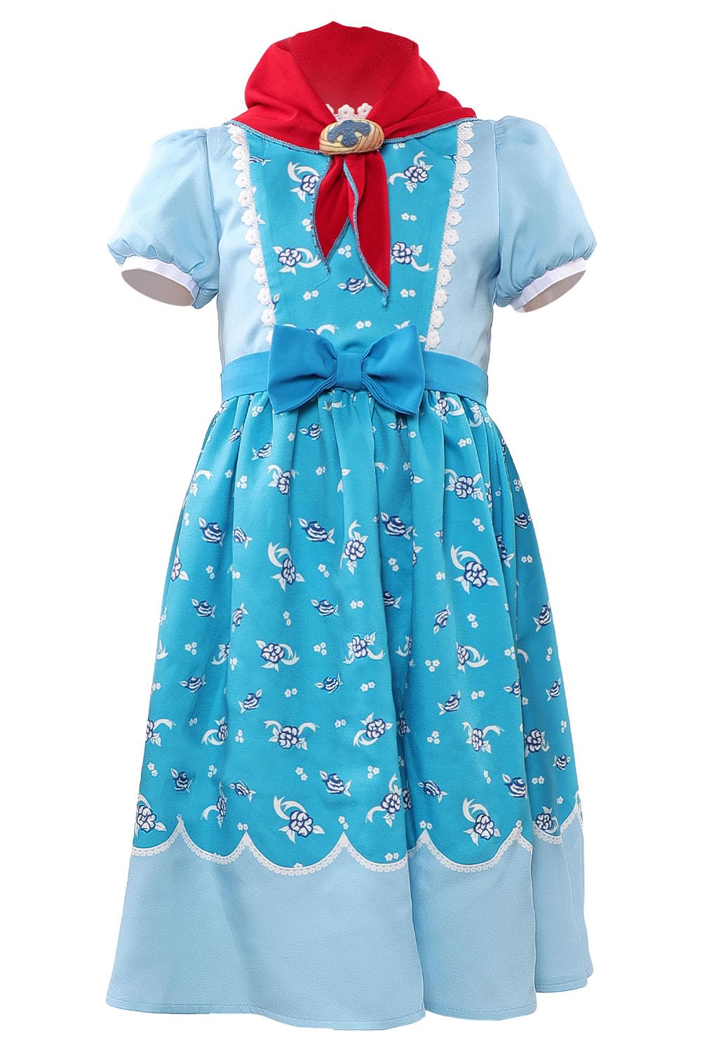 Ubaywey Strange Cosplay Costume Film Dress Scarf Blue Flowers Skirt Halloween Carnival Outfits (Blue, 120)