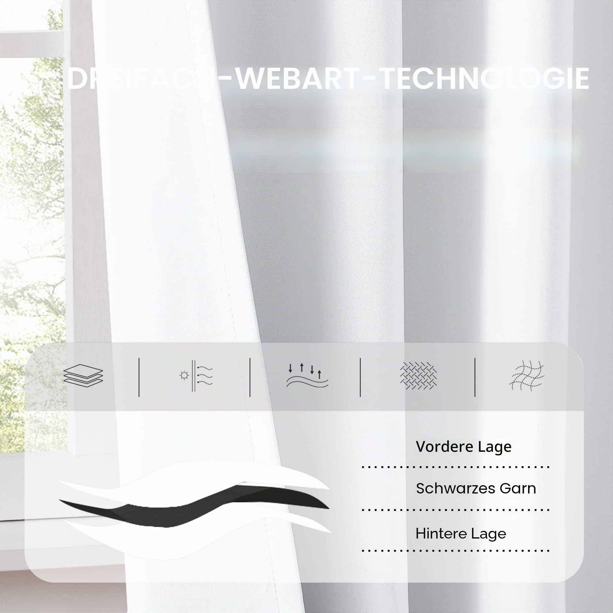 DUALIFE Extra Lange Vorhänge – Maßgeschneiderte 3.4 m Lange Vorhänge, hohe Deckenschränke auf der Rückseite und Stangentasche, 2 Geschichten, 132x332 cm, 2 Paneele