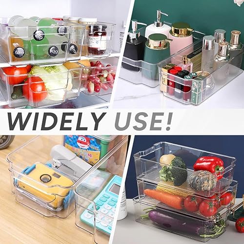 Miniatura 7 de Contenedores organizadores de refrigerador, 4 unidades, recipientes de plástico transparente para refrigeradores, congeladores, encimeras de