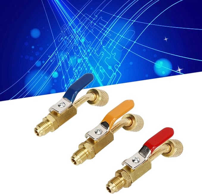 Niiyen 3PCS Válvula de Bola Angulada para Refrigerante AC 1/4 SAE miniatura 6